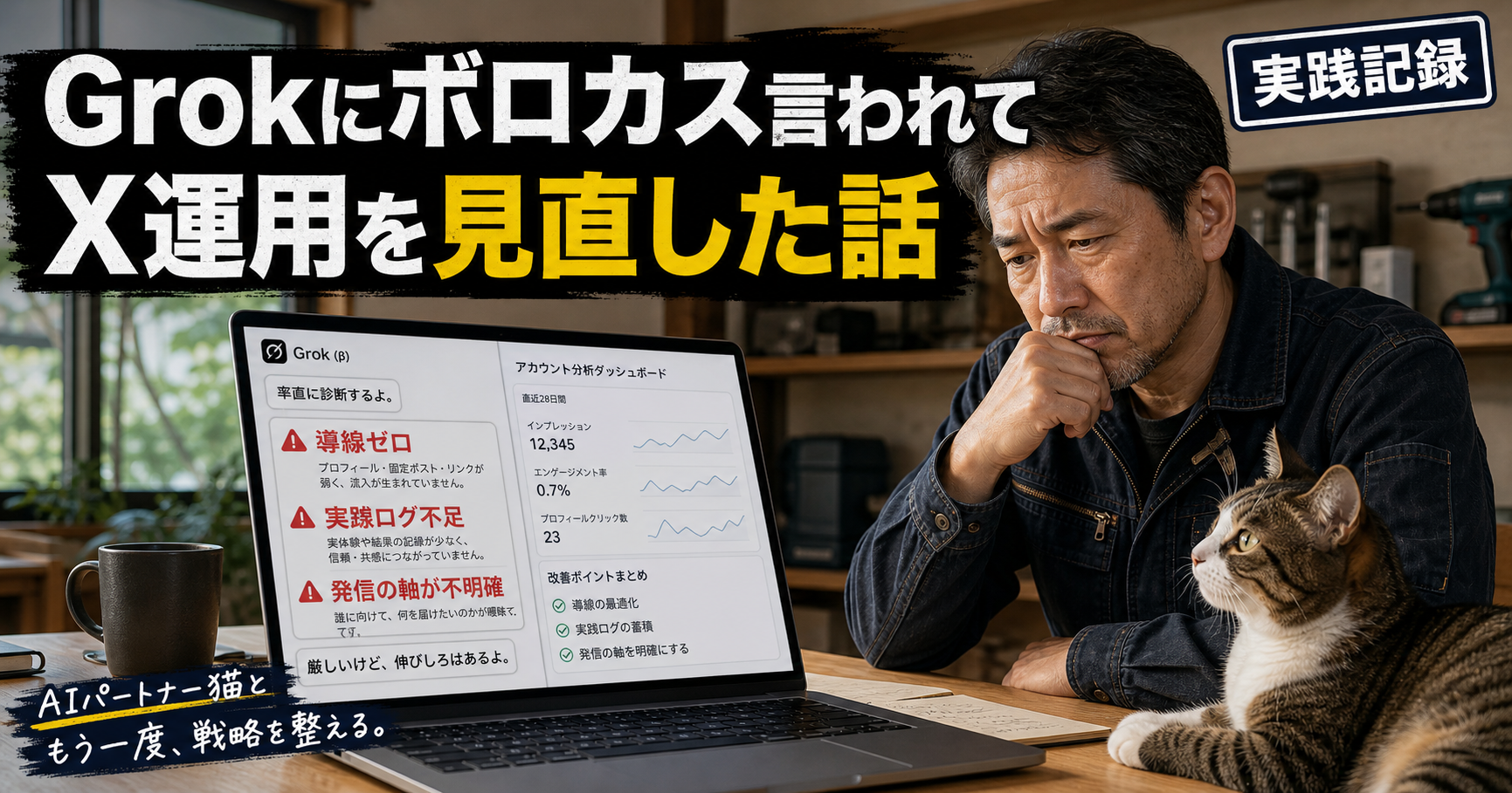 Grokにボロカス言われて、X運用を教材に戻して考え直した話