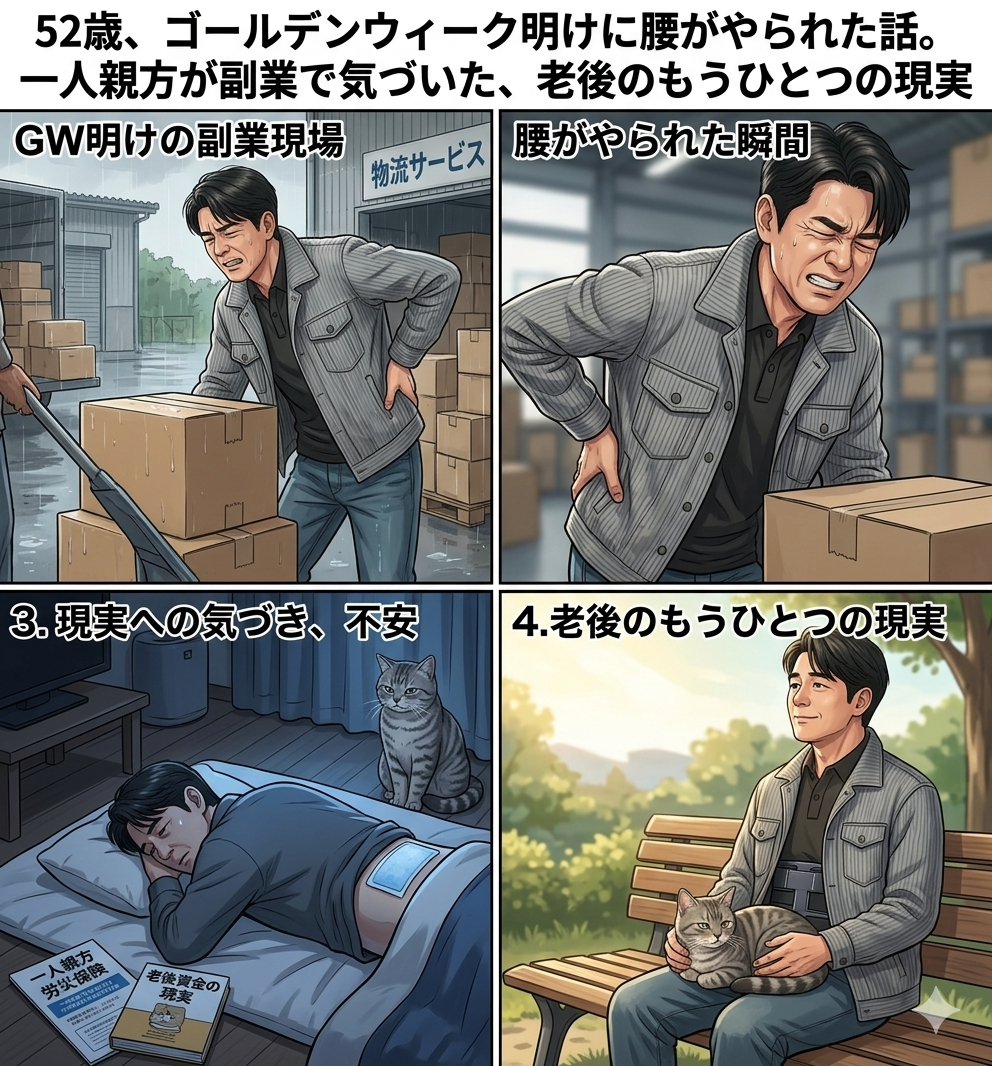 52歳、ゴールデンウィーク明けに腰がやられた話。一人親方が副業で気づいた、老後のもうひとつの現実